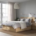 Malm Bed Frame, High, W 2 Storage Boxes, White Stained Oak Veneer