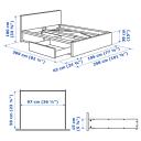 Malm Bed Frame, High, W 2 Storage Boxes, White Stained Oak Veneer