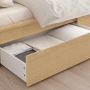 Malm Bed Frame, High, W 4 Storage Boxes, White Stained Oak Veneer