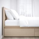 Malm Bed Frame, High, W 4 Storage Boxes, White Stained Oak Veneer