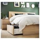 Malm Bed Frame, High, W 4 Storage Boxes, White Stained Oak Veneer
