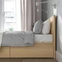 Malm Bed Frame, High, W 4 Storage Boxes, White Stained Oak Veneer