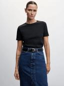 Mango - 100% Cotton T-Shirt Black - L - Woman