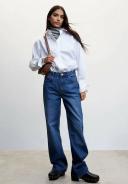 Mango - Wideleg Mid-Rise Jeans Dark Blue - 46 - Woman