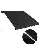 Manual Retractable Awning With LED 300x250 cm Anthracite vidaXL