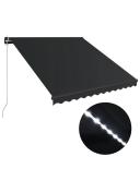Manual Retractable Awning With LED 350x250 cm Anthracite vidaXL