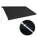 Manual Retractable Awning With LED 350x250 cm Anthracite vidaXL