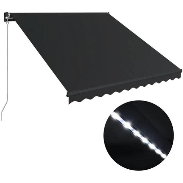 Manual Retractable Awning With LED 350x250 cm Anthracite vidaXL