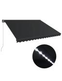 Manual Retractable Awning With LED 450x300 cm Anthracite vidaXL