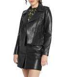 Marcs Miyu Leather Biker Jacket in Plum 16