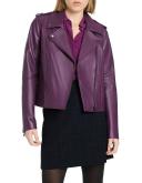 Marcs Miyu Leather Biker Jacket in Plum 16