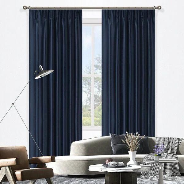 Mareeba Pinch Pleat Blockout Curtain Drapes Indigo W320cm D221cm