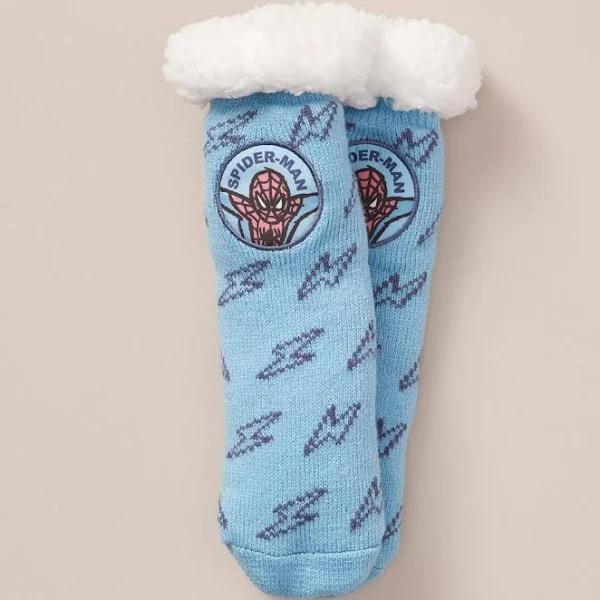 Marvel Spider-Man Fleece Home Socks | Blue | Size 13-3