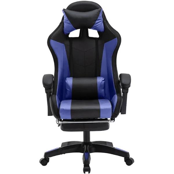Mason Taylor 908 Racing Gaming Chair with RGB LED Lights Belt PVC Leather Seat - Blue