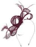 Max and Ellie Sinamay Fascinator in Blackcurrant (Purple)