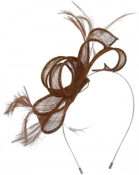 Max and Ellie Sinamay Fascinator in Tobacco (Brown)