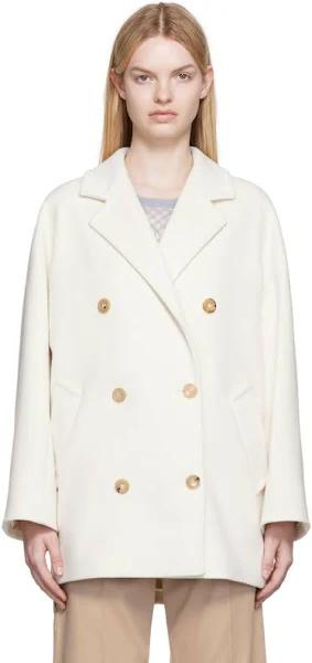 Max Mara White Guinea Pea Coat