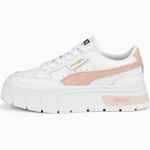 Mayze Stack Leather Women's Sneakers in White, Size 8 by Puma