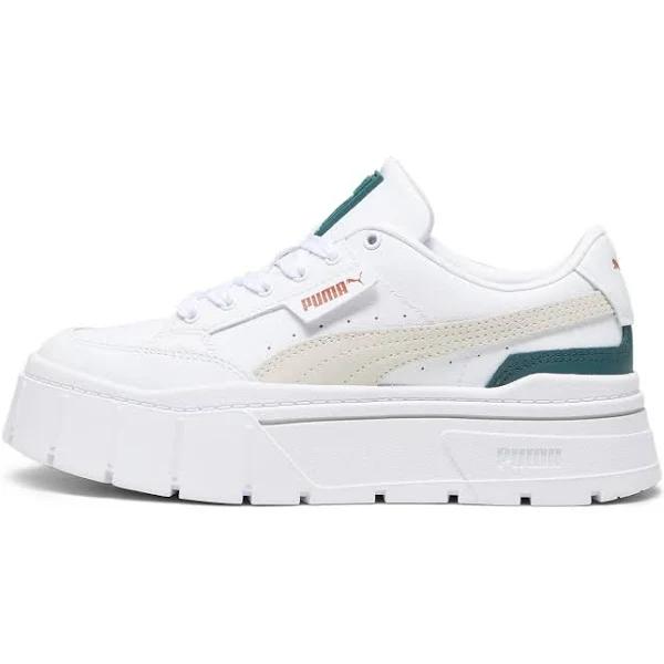 Mayze Stack Women's Sneakers in White/Malachite, Size 5.5 by Puma
