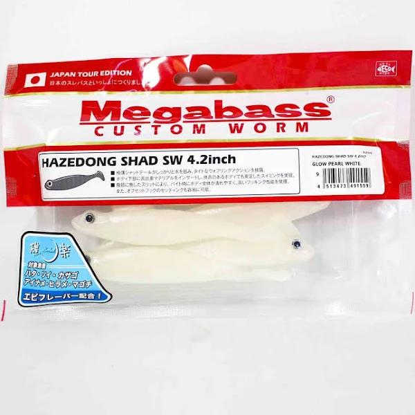 Megabass Worm Hazedon Shad SW 4.2 Inch Glow Pearl White