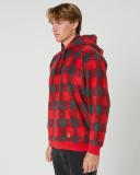 Men's Beta Arctic Fleece Hood in Red/Charcoal Grey Plaid XL