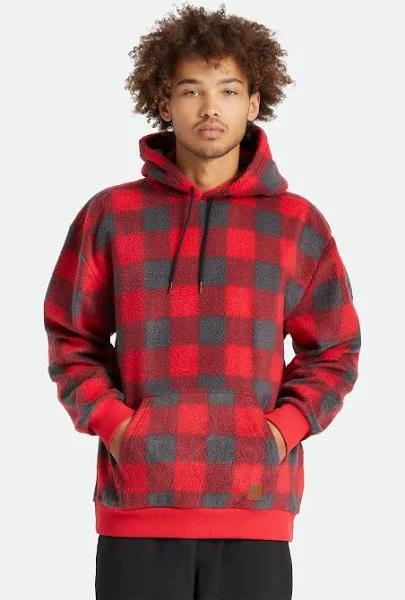 Men's Beta Arctic Fleece Hood in Red/Charcoal Grey Plaid XL