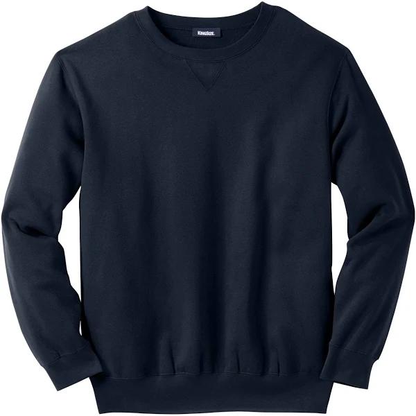 Men's Big & Tall Fleece Crewneck Sweatshirt by KingSize in Black (Size 5XL)