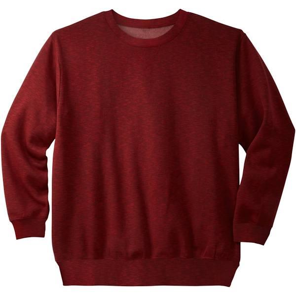 Men's Big & Tall Fleece Crewneck Sweatshirt by KingSize in Burgundy Marl (Size 3XL)