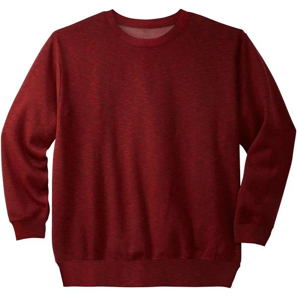 Men's Big & Tall Fleece Crewneck Sweatshirt by KingSize in Burgundy Marl (Size 8XL)
