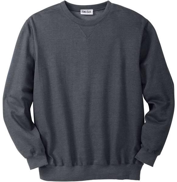 Men's Big & Tall Fleece Crewneck Sweatshirt by KingSize in Heather Charcoal (Size 3XL)