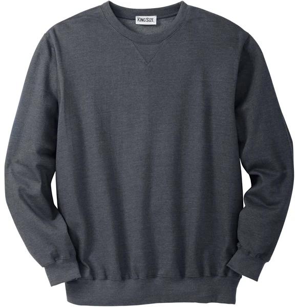 Men's Big & Tall Fleece Crewneck Sweatshirt by KingSize in Heather Charcoal (Size 3XL)
