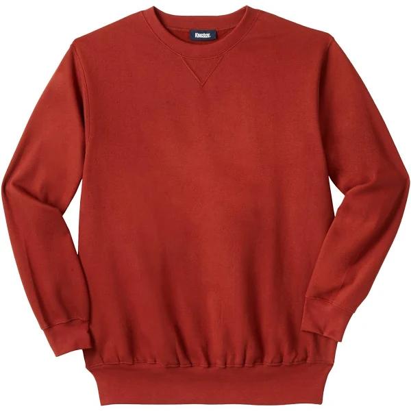 Men's Big & Tall Fleece Crewneck Sweatshirt by KingSize in Mountain Red (Size XL)