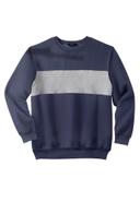 Men's Big & Tall Fleece Crewneck Sweatshirt by KingSize in Navy Colorblock (Size L)