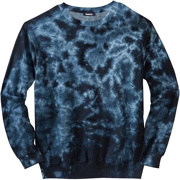 Men's Big & Tall Fleece Crewneck Sweatshirt by KingSize in Navy Marble (Size 6XL)