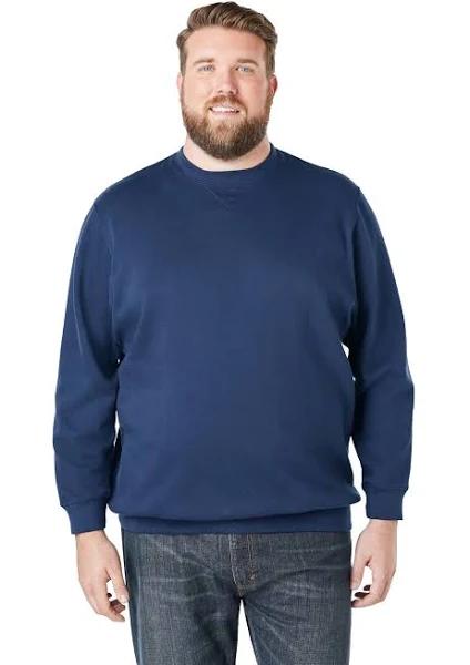 Men's Big & Tall Fleece Crewneck Sweatshirt by KingSize in Navy (Size 6XL)