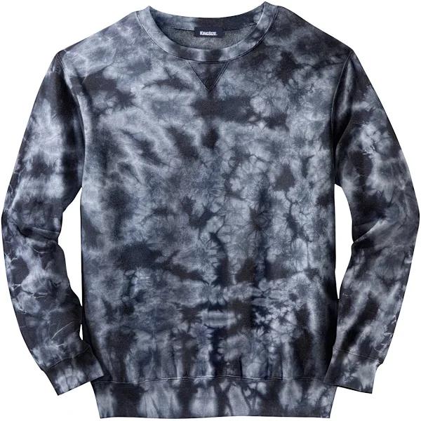 Men's Big & Tall Fleece Crewneck Sweatshirt by KingSize in Steel Marble (Size 5XL)