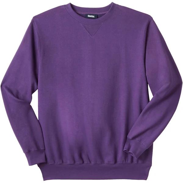 Men's Big & Tall Fleece Crewneck Sweatshirt by KingSize in Vintage Purple (Size L)