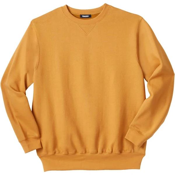 Men's Big & Tall Fleece Crewneck Sweatshirt by KingSize in Wood (Size 7XL)