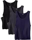 Men's Big & Tall Ribbed Cotton Tank Undershirt, 3-Pack by KingSize in Black (Size 8XL)