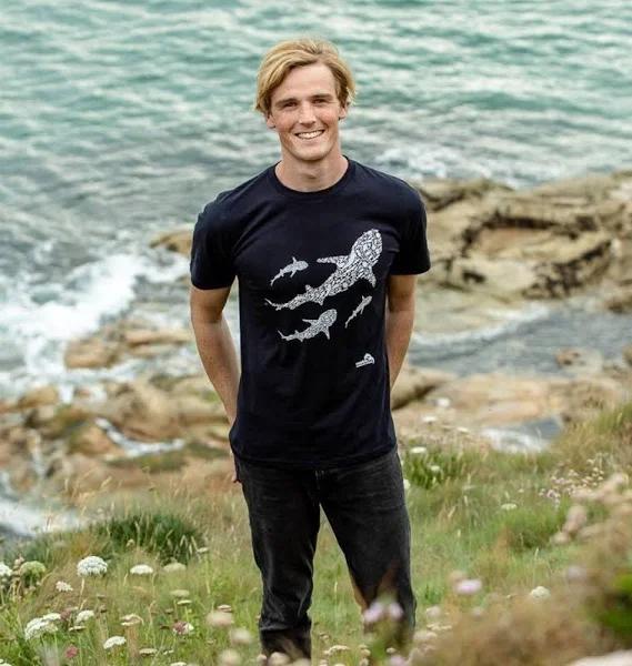 Men's MCS Save Our Seas T-Shirt | Size: XS | Black Certified Organic Cotton | Printed T-Shirt
