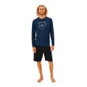 Men's Rip Curl Corp Icon Long Sleeve UV Rashguard Rashvest (Colour: Black, Size: L)