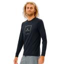 Men's Rip Curl Corp Icon Long Sleeve UV Rashguard Rashvest (Colour: Black, Size: L)