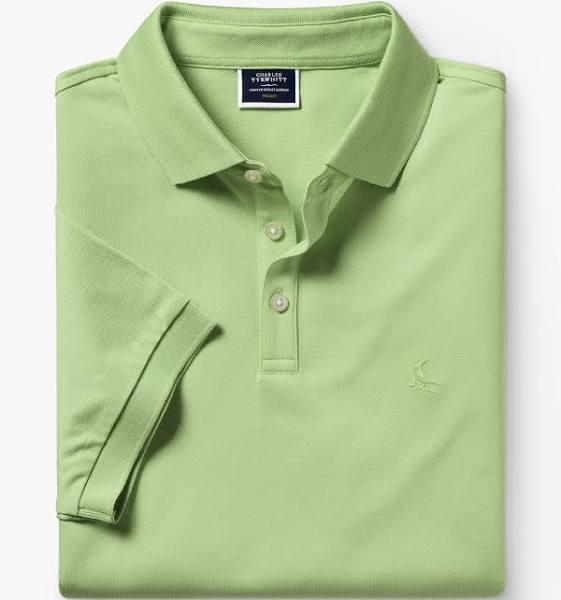 Men's Tyrwhitt Pique Cotton Polo - Lime Green by Charles Tyrwhitt