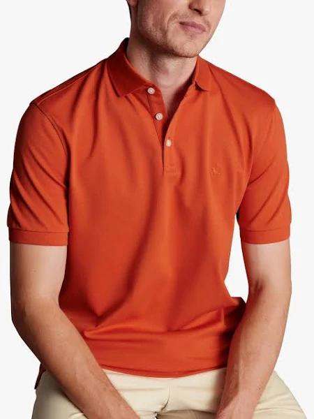 Men's Tyrwhitt Pique Cotton Polo - Orange by Charles Tyrwhitt