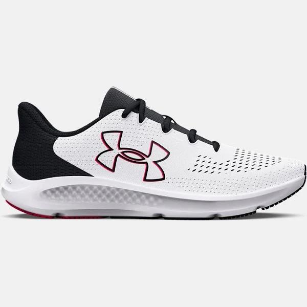 Men's Under Armour Charged Pursuit 3 Big Logo Running Shoes White / Black / Red 14