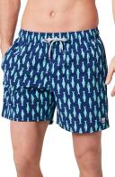 Tom & Teddy Sardines Print 6 Swim Trunks Ink Blue & Green