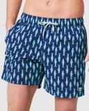 Tom & Teddy Sardines Print 6 Swim Trunks Ink Blue & Green