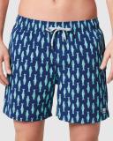 Tom & Teddy Sardines Print 6 Swim Trunks Ink Blue & Green