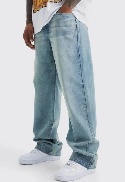 Mens Antique Blue Baggy Rigid Jean