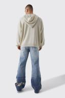 Mens Antique Blue Relaxed Rigid Flare All Over Ripped Jeans